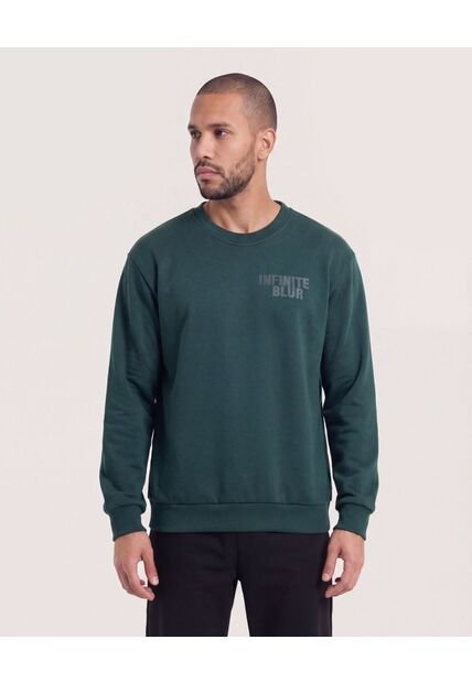 Buzo Cuello Redondo Estampado  Para Hombre Verde Ostu