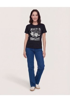 Camiseta Basica Screen  Para Mujer Negro Ostu