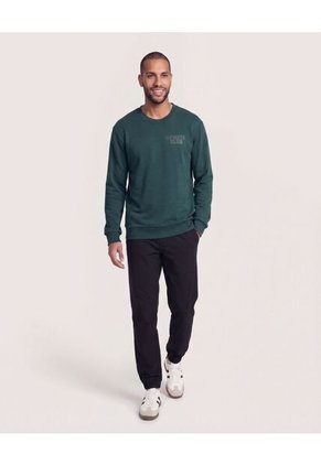 Buzo Cuello Redondo Estampado  Para Hombre Verde Ostu