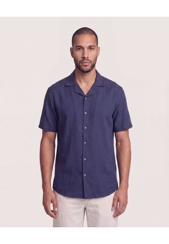 Camisa Manga Larga Con Bolsillo  Para Hombre Azul Ostu Ostu