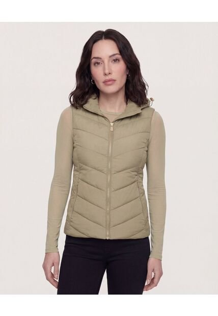 Chaleco Acolchado Unicolor  Para Mujer Verde Ostu