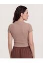 Polo Cropped  Para Mujer Café Ostu de Ostu