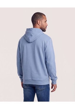 Hoodie Con Estampado Frontal  Para Hombre Azul Ostu