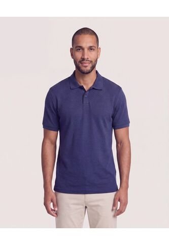 Polo Texturizada Manga Corta  Para Hombre Azul Ostu Ostu