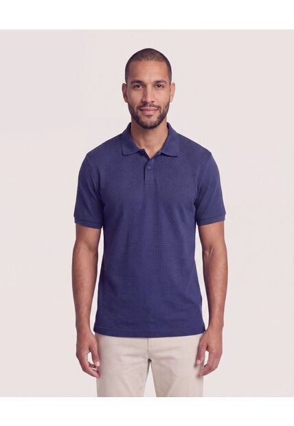 Polo Texturizada Manga Corta  Para Hombre Azul Ostu