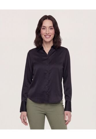 Camisa Satinada  Para Mujer Negro Ostu Ostu