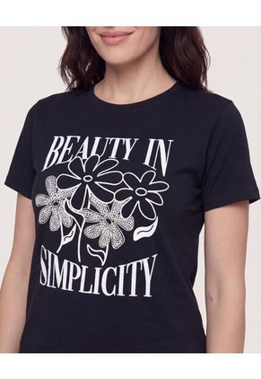 Camiseta Basica Screen  Para Mujer Negro Ostu