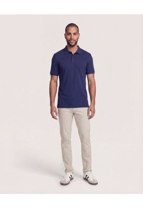 Polo Texturizada Manga Corta  Para Hombre Azul Ostu