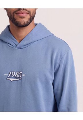 Hoodie Con Estampado Frontal  Para Hombre Azul Ostu