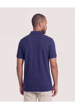 Polo Texturizada Manga Corta  Para Hombre Azul Ostu