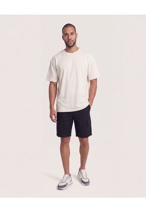 Bermuda Cargo Con Bolsillos Laterales  Para Hombre Negro Ostu