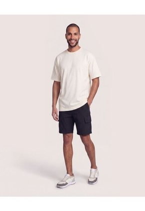 Camiseta Relaxed Estampado Posterior  Para Hombre Marfil Ostu