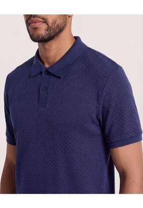 Polo Texturizada Manga Corta  Para Hombre Azul Ostu