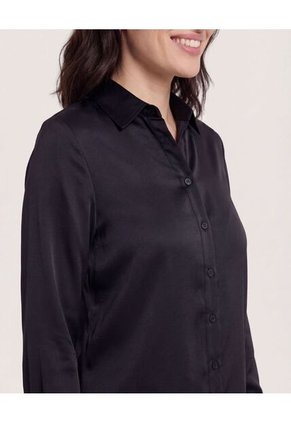 Camisa Satinada  Para Mujer Negro Ostu