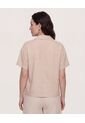 Camisa Boxy Cuello Resort  Para Mujer Beige Ostu de Ostu