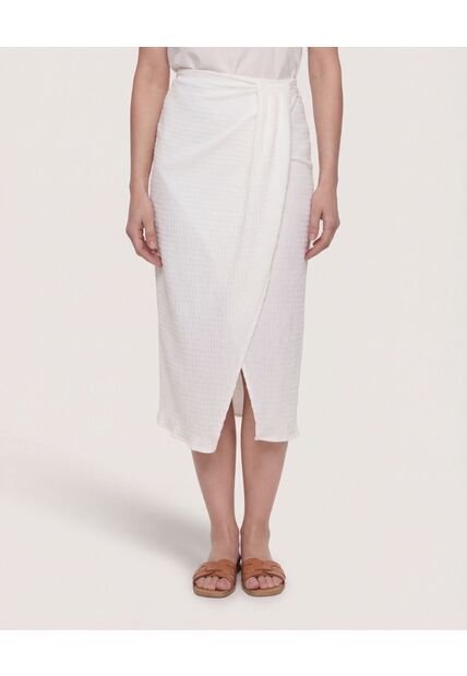Falda Midi Textura Cruzada  Para Mujer Crema Ostu