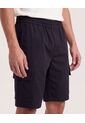 Bermuda Cargo Con Bolsillos Laterales  Para Hombre Negro Ostu de Ostu