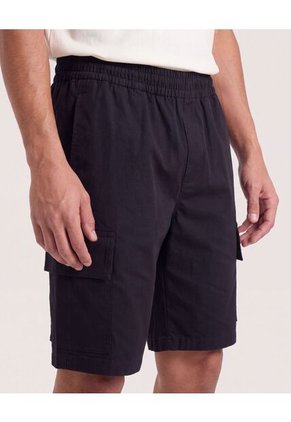 Bermuda Cargo Con Bolsillos Laterales  Para Hombre Negro Ostu