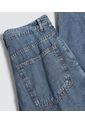 Jean Para Mujer Wide Leg Cargo Color Azul Medio Marca Ostu #40160406 de Ostu