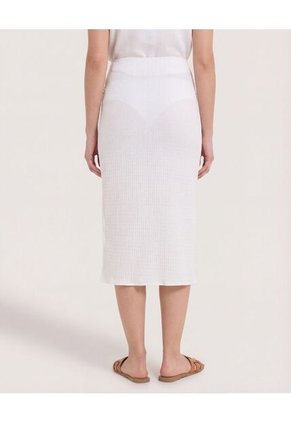 Falda Midi Textura Cruzada  Para Mujer Crema Ostu