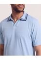 Polo Texturizado Cuello Contraste  Para Hombre Azul Ostu de Ostu