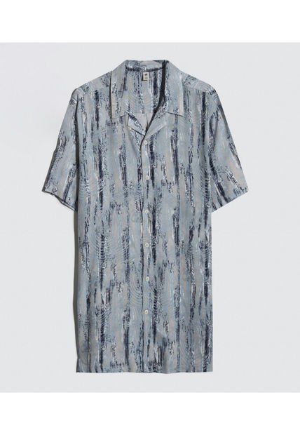 Camisa Para Hombre Manga Corta Sin Bolsillo Color Azul  Marca Ostu #60010709