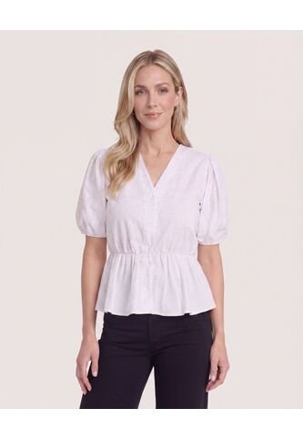 Blusa Manga Corta Texturizada  Para Mujer Blanco Ostu Ostu