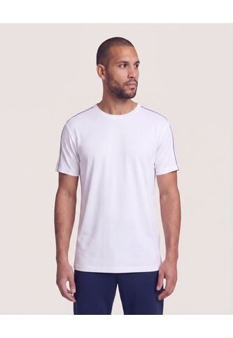 Camiseta Texturizada Contraste  Para Hombre Blanco Ostu Ostu