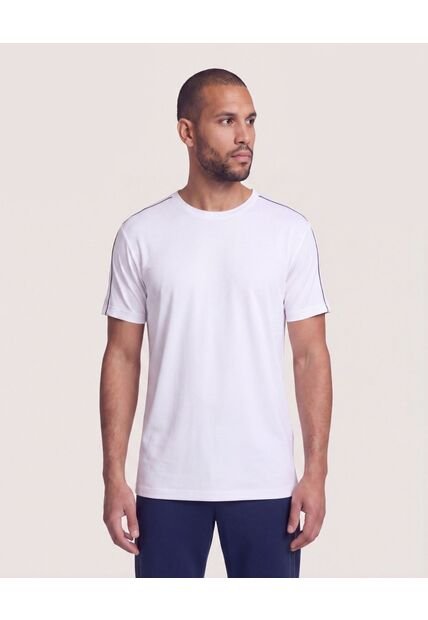Camiseta Texturizada Contraste  Para Hombre Blanco Ostu