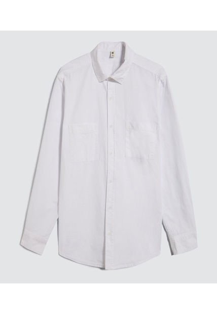 Camisa Para Hombre Manga Larga Con Bolsillo Color Blanco Marca Ostu #60010671