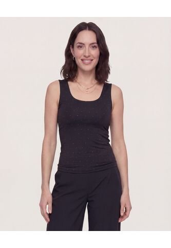 Top Basico Hombro Ancho Estampado  Para Mujer Negro Ostu Ostu