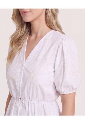 Blusa Manga Corta Texturizada  Para Mujer Blanco Ostu