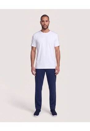 Camiseta Texturizada Contraste  Para Hombre Blanco Ostu