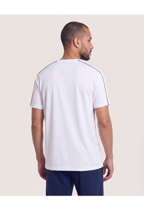 Camiseta Texturizada Contraste  Para Hombre Blanco Ostu