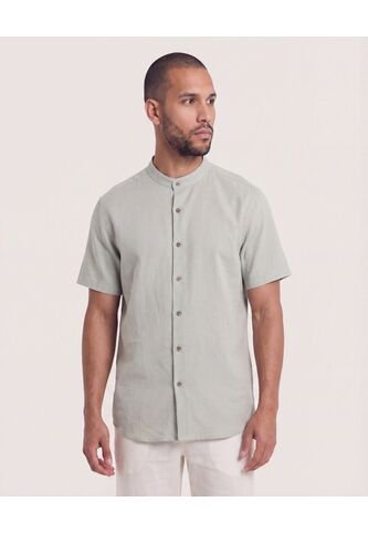 Camisa Manga Larga Con Bolsillo  Para Hombre Gris Ostu Ostu