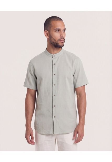 Camisa Manga Larga Con Bolsillo  Para Hombre Gris Ostu