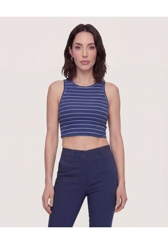 Tank Top Basico Estampado  Para Mujer Azul Ostu Ostu