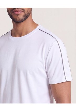 Camiseta Texturizada Contraste  Para Hombre Blanco Ostu