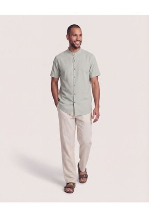 Camisa Manga Larga Con Bolsillo  Para Hombre Gris Ostu