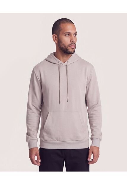 Buzo Hoodie Unicolor  Para Hombre Café Ostu
