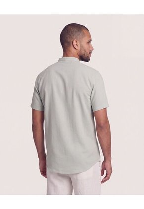 Camisa Manga Larga Con Bolsillo  Para Hombre Gris Ostu