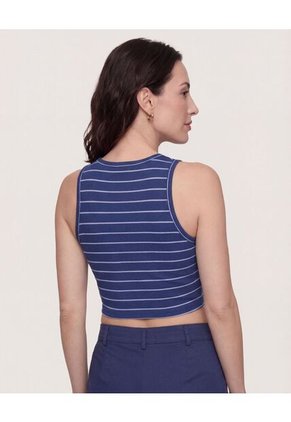 Tank Top Basico Estampado  Para Mujer Azul Ostu