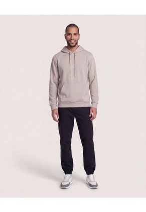 Buzo Hoodie Unicolor  Para Hombre Café Ostu
