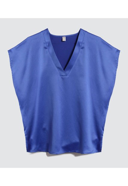 Blusa Para Mujer Manga Corta Color Azul  Marca Ostu #40120999