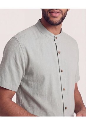 Camisa Manga Larga Con Bolsillo  Para Hombre Gris Ostu