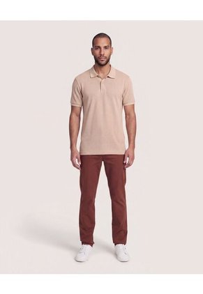 Polo Texturizada Manga Corta  Para Hombre Café Ostu