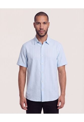 Camisa Resort De Manga Corta  Para Hombre Azul Ostu Ostu