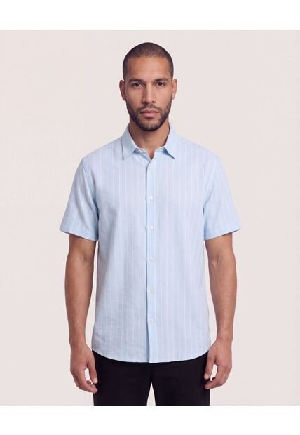 Camisa Resort De Manga Corta  Para Hombre Azul Ostu
