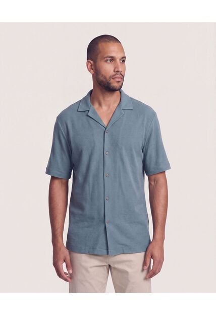 Camisa Resort Tricot  Para Hombre Verde Ostu