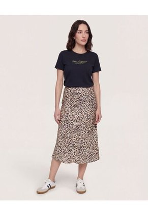 Falda Estampada  Para Mujer Negro Ostu